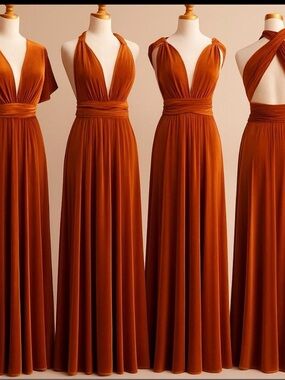 Rust Burnt Orange Infinity Convertible Multiway Maxi Dress
